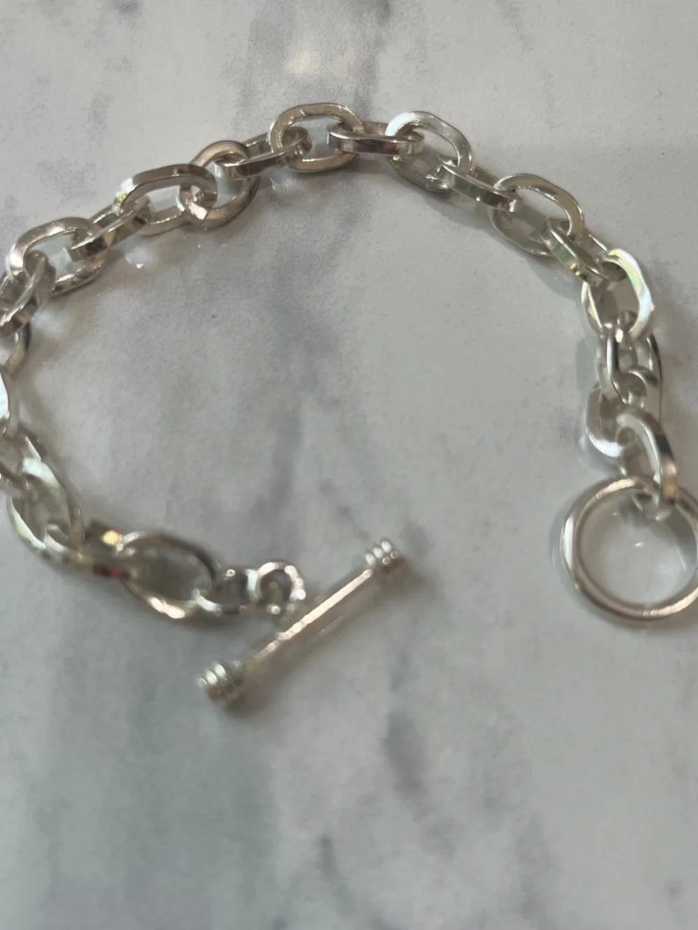Sterling Silver Chain ChunkyToggle Bracelet - 6.5 inches